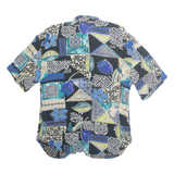 Womens Printed Shirt Black Collared Crazy Pattern L