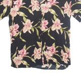 Womens Printed Top Black V-Neck Floral L
