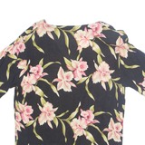 Womens Printed Top Black V-Neck Floral L