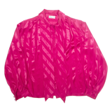 DALTON Womens Printed Blouse Pink High Neck Long Sleeve Striped L