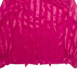 DALTON Womens Printed Blouse Pink High Neck Long Sleeve Striped L