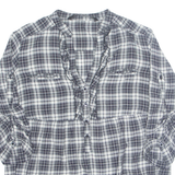 ZARA Womens Printed Blouse Grey V-Neck 3/4 Sleeve Check UK 14