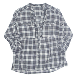 ZARA Womens Printed Blouse Grey V-Neck 3/4 Sleeve Check UK 14