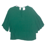 ZARA Womens Blouse Green 3/4 Sleeve Viscose M