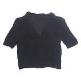 ZARA Womens Cropped Blouse Black Collared Viscose XS