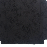 BIANCA Womens Printed Top Black V-Neck Long Sleeve Floral M