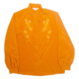 YUKALI Womens Blouse Orange High Neck Long Sleeve L
