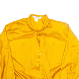 SUSAN HUTTON Elasticated Hem Womens Blouse Orange High Neck Long Sleeve M