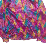 Womens Printed Blouse Purple High Neck Long Sleeve Crazy Pattern S