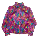 Womens Printed Blouse Purple High Neck Long Sleeve Crazy Pattern S