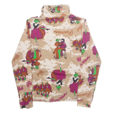 Womens Printed Top Beige High Neck Long Sleeve Crazy Pattern S