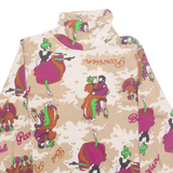Womens Printed Top Beige High Neck Long Sleeve Crazy Pattern S