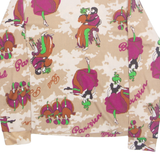 Womens Printed Top Beige High Neck Long Sleeve Crazy Pattern S