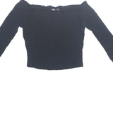 ZARA Womens Cropped Top Black Long Sleeve S