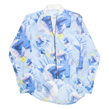 Full Zip Womens Printed Top Blue High Neck Long Sleeve Crazy Pattern XL