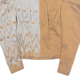 Womens Puff Sleeve Top Brown High Neck Long Sleeve Colourblock S