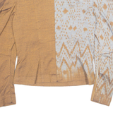 Womens Puff Sleeve Top Brown High Neck Long Sleeve Colourblock S