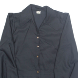 Womens Cropped Blouse Black Collared Long Sleeve M