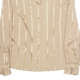 Womens Printed Blouse Brown High Neck Long Sleeve Striped M