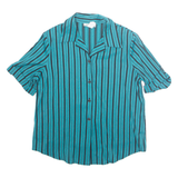 DRESSBARN Womens Printed Shirt Blue Collared Striped L