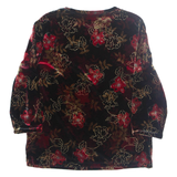Womens Printed Top Black 3/4 Sleeve Floral M