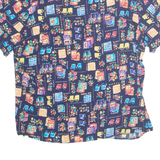 Womens Printed Top Blue Crazy Pattern L