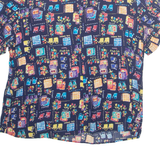 Womens Printed Top Blue Crazy Pattern L