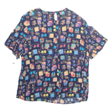 Womens Printed Top Blue Crazy Pattern L
