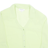 STUDIO I Sheer Womens Blouse Green Collared 3/4 Sleeve S