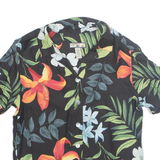 Womens Printed Shirt Black Collared Silk Floral S