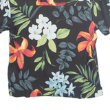 Womens Printed Shirt Black Collared Silk Floral S