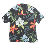 Womens Printed Shirt Black Collared Silk Floral S