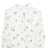 ZARA Womens Printed Shirt White Collared Long Sleeve Crazy Pattern S