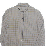 ZARA Womens Printed Shirt Brown Collared Long Sleeve Check S