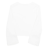 ZARA Womens Cropped Blouse White V-Neck Long Sleeve M