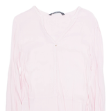 ZARA Womens Blouse Pink V-Neck Long Sleeve XS