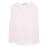 ZARA Womens Blouse Pink V-Neck Long Sleeve XS