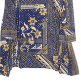 LADY CAROL NEW YORK Womens Printed Blouse Blue V-Neck Crazy Pattern L