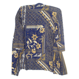 LADY CAROL NEW YORK Womens Printed Blouse Blue V-Neck Crazy Pattern L