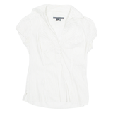 ZARA Womens Printed Shirt White V-Neck Striped M