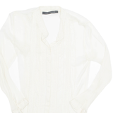 ZARA Sheer Womens Shirt Beige Long Sleeve M