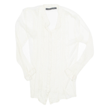 ZARA Sheer Womens Shirt Beige Long Sleeve M