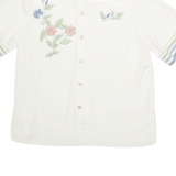 MARCONA Sheer Womens Shirt Beige Collared Floral L
