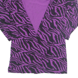Open Womens Kimono Top Purple Long Sleeve Crazy Pattern M