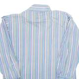 Womens Printed Blouse Blue High Neck Long Sleeve Striped M