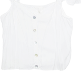 H&M Womens Ruffle Top White V-Neck UK 18