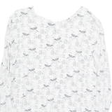 Animals Womens Printed Top White Long Sleeve Crazy Pattern L