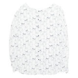 Animals Womens Printed Top White Long Sleeve Crazy Pattern L