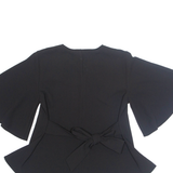 ZARA Belted Womens Blouse Black XS