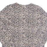 NEW LOOK Womens Printed Blouse Brown V-Neck Long Sleeve Animal Print UK 6